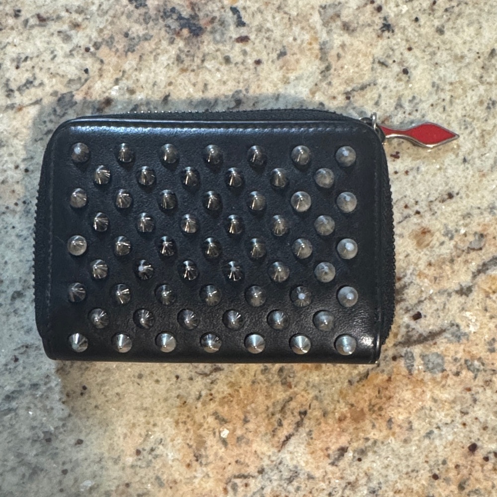 CHRISTIAN LOUBITON LEATHER Black Studded Wallet